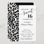 Invitation Cool tendance noir blanc léopard doux 16 Invitati (Devant / Derrière)