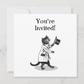 Invitation Cool Top Hat Chat Modèle d'invitation personnalisé (Devant)