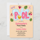 Invitation Cool Tropical Summer Pool Party Quinceañera (Devant)