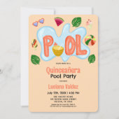 Invitation Cool Tropical Summer Pool Party Quinceañera Invita (Devant)