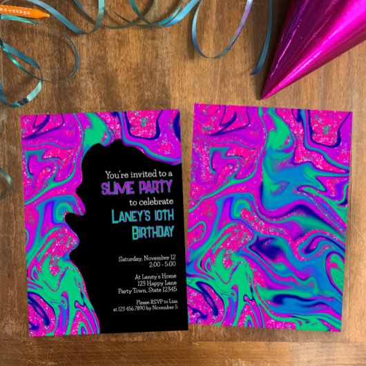 Invitation Cool Turquoise Purple Parties scintillant Fille An