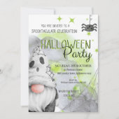 Invitation Cool vert gnome aquarelle enfants halloween fête (Devant)