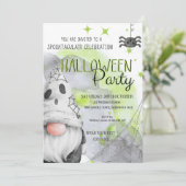 Invitation Cool vert gnome aquarelle enfants halloween fête (Debout devant)