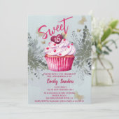 Invitation Cool vintage aquarelle verte cupcake (Debout devant)