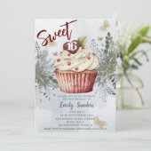 Invitation Cool vintage aquarelle verte cupcake (Debout devant)