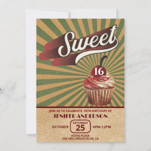 Invitation Cool vintage cupcake typographie douce 16