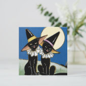 Invitation cool vintage de chat noir (Debout devant)