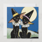 Invitation cool vintage de chat noir (Devant)