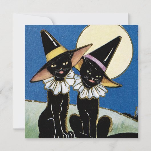 Invitation cool vintage de chat noir (Devant)