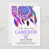 Invitation Cool violet indien Dream Catcher Aquarelle (Devant)