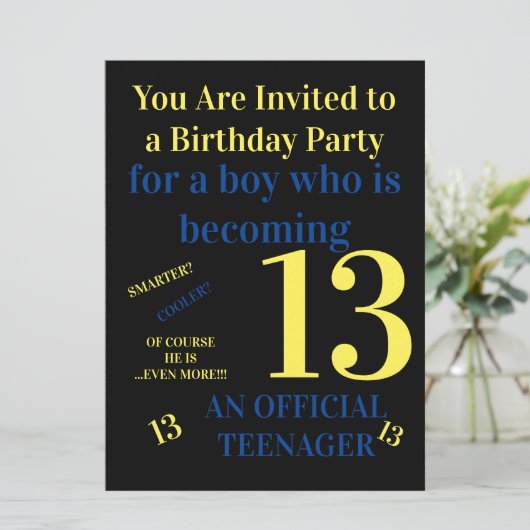 Invitation Cool Vous avez 13 ans, anniversaire officiel d'ado (Debout devant)