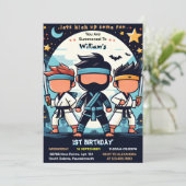 Invitation Cool War Fight Boy Moon Ninja Guerrier 1er Anniver (Debout devant)