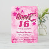 Invitation Cool whimsy moderne super star typographie rose ro (Debout devant)