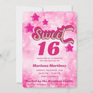 Invitation Cool whimsy moderne super star typographie rose ro