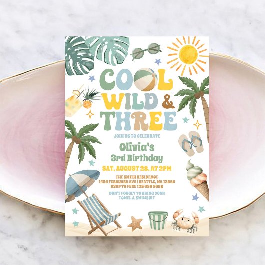 Invitation Cool Wild & Three Summer Beach 3e Anniversaire