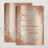 Invitation Cooper Glitter Drips 80e Anniversaire (Devant / Derrière)
