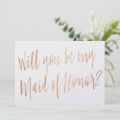Invitation Cooper moderne "Serez-vous ma servante d'honneur" (Debout devant)