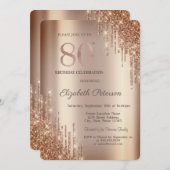 Invitation Cooper Parties scintillant Drips 80e anniversaire (Devant / Derrière)