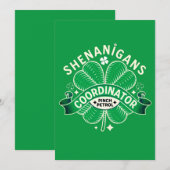 Invitation Coordinateur de Shenanigans de la Saint-Patrick (Devant / Derrière)