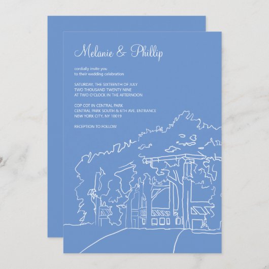 Invitation Cop Cot Central Park Mariage (Devant / Derrière)