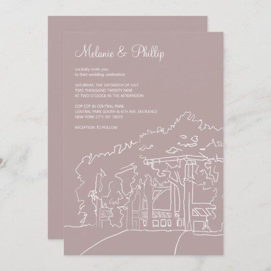 Invitation Cop Cot Central Park Mariage (Devant / Derrière)