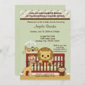 Invitation Copains JPN-L de jungle d'invitation de baby (Devant / Derrière)