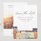 Invitation Copenhague Danemark Photo personnalisée Save the D (Devant / Derrière)