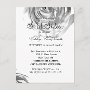 Invitation Copie assez noire et blanche élégante de rose