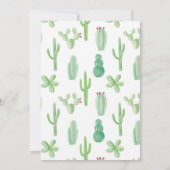 Invitation Copie d'aquarelle de cactus d'invitation de partie (Dos)