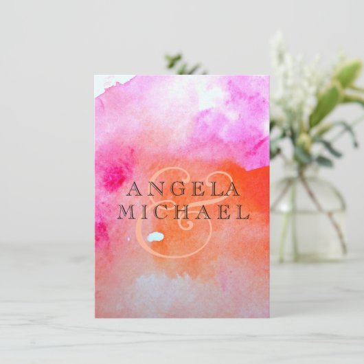 Invitation Copie de mariage d'aquarelle (Debout devant)
