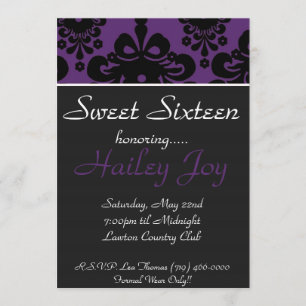 Invitation copie de purpblack, sweet sixteen, honorant .....,
