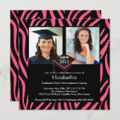 Invitation Copie de zèbre de rose d'invitation d'obtention du (Devant / Derrière)