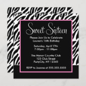 Invitation Copie rose et noire impertinente de zèbre (Devant / Derrière)