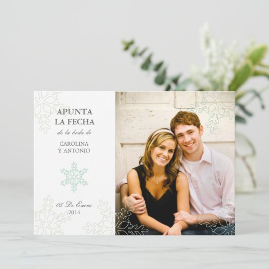 Invitation Copos de Nieve del Invierno Guardar Las Fechas (Debout devant)