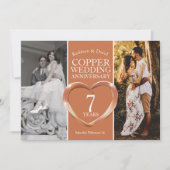 Invitation Copper 7e anniversaire mariage fête coeur (Devant)