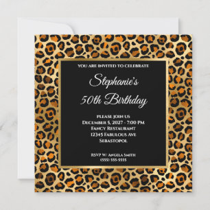 Invitation Copper Black et Gold Leopard Glam 50e Anniversaire