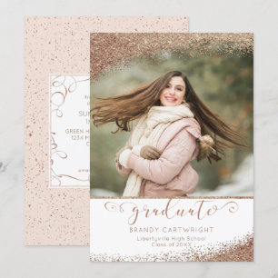 Invitation Copper Blush Gold Parties scintillant Élégant Scri