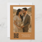 Invitation Copper Bronze QR Code Mariage photo élégant (Dos)