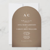 Invitation Copper Brown Arched QR Code Wedding (Devant)