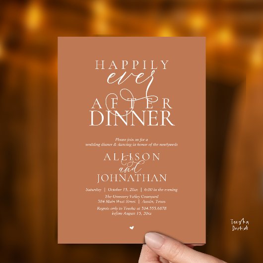 Invitation Copper Brown Happily Ever After Dinner Wedding