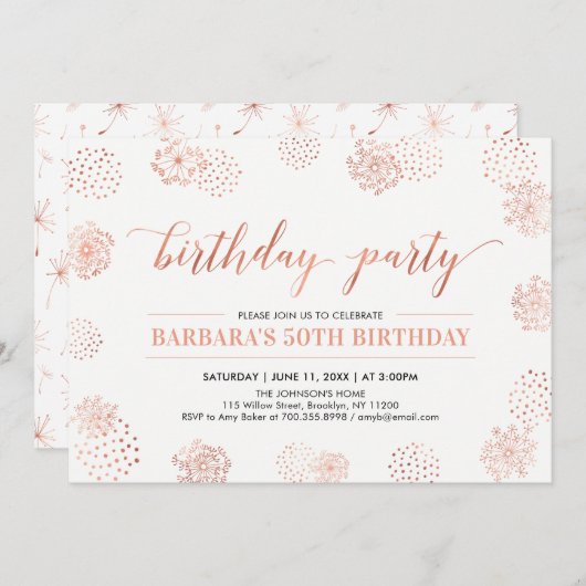 Invitation Copper Design moderne 50e, 60e fête d'anniversaire (Devant / Derrière)