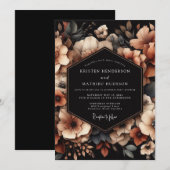 Invitation Copper Floral Chiaroscuro Wedding (Devant / Derrière)