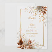 Invitation Copper Gilded Autumn Botanical Frame Wedding (Devant / Derrière)