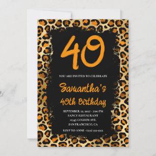Invitation Copper Gold Léopard Peint en Noir 40e Anniversaire