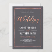 Invitation Copper & Gray | Typographie Moderne Simple de Mari (Devant)