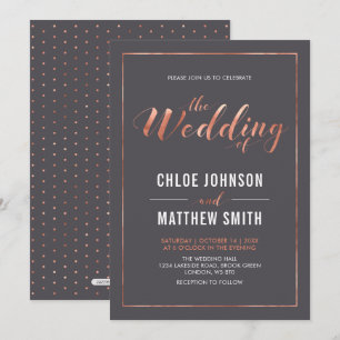 Invitation Copper & Gray   Typographie Moderne Simple de Mari