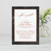 Invitation Copper Just Married Célébration sur Marbre Noir (Debout devant)