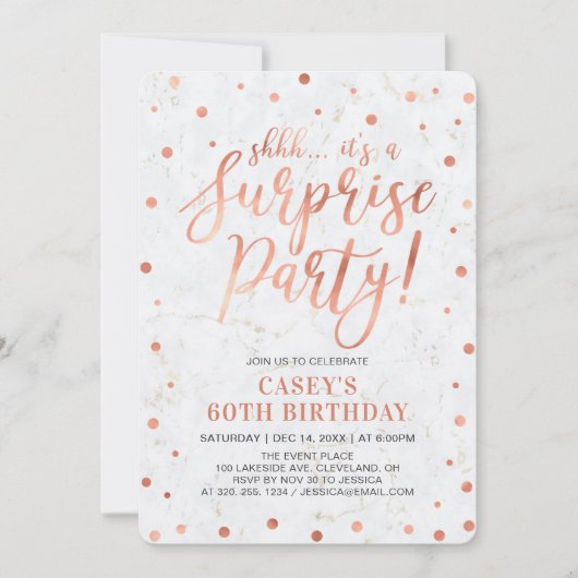 Invitation Copper & Marble | Fête surprise pour 50 ans (Devant)