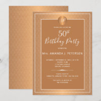 Copper Metallic Monogramme Fête des Cinquante Ans