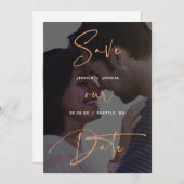 Invitation Copper Script Vellum Look Photo Enregistrer la dat (Devant / Derrière)